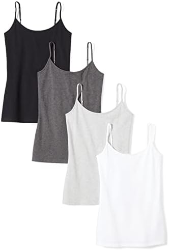 Amazon Essentials Women's Slim-Fit Camisole for Layering and Everyday Wear, Pack of 4