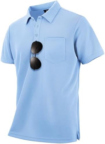 Mens Polo Shirts Short Sleeve Summer Moisture Wicking Performance Athletic Golf Shirts for Men with Pocket