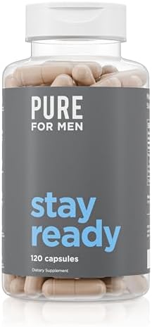 Pure for Men Original Vegan Cleanliness Stay Ready Fiber Supplement | Helps Promote Digestive Regularity | Psyllium Husk, Aloe Vera, Chia Seeds, Flaxseeds | Proprietary Formula | 120 Vegan Capsules
