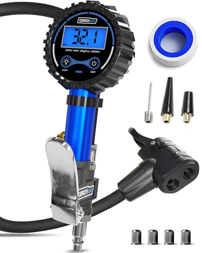 Presta Valve Air Chuck – Digital Bike Tire Inflator with Pressure Gauge – Schrader to Presta Valve Adapter for Air Compressor