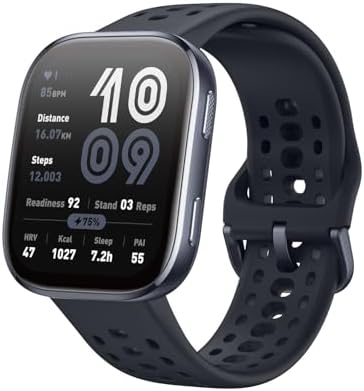 Amazfit Bip 6 Smart Watch 46mm, 14 Day Battery, 1.97" AMOLED Display, GPS & Free Maps, AI, Bluetooth Call & Text, Health, Fitness & Sleep Tracker, 140+ Workout Modes, 5 ATM Water-Resistance, Black