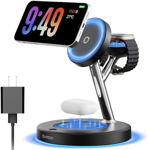 New 3 in 1 Charging Station for Apple Compatible with Magsafe Charger Stand for iPhone 17 16 15 14 13 12 Wireless Charging Station for AirPods Wireless Charger for iWatch Series