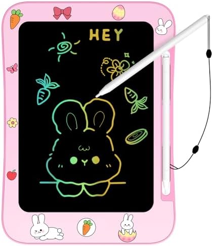 Easter Basket Stuffer Genialba LCD Writing Tablet for Kids, Colorful Screen Drawing Board for 3-7 Year Old Boys & Girls - Educational Toys Easter Gifts for Kids (Rabbit)