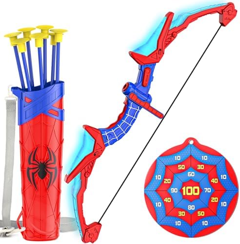 Polkoliye Bow and Arrow Set for Kids, Light-Up Archery Toy Set with 7 Suction Cup Arrows, Target & Arrow Case, Indoor and Outdoor Play Birthday Gifts Toys for Kids, Boys & Girls Ages 4-12