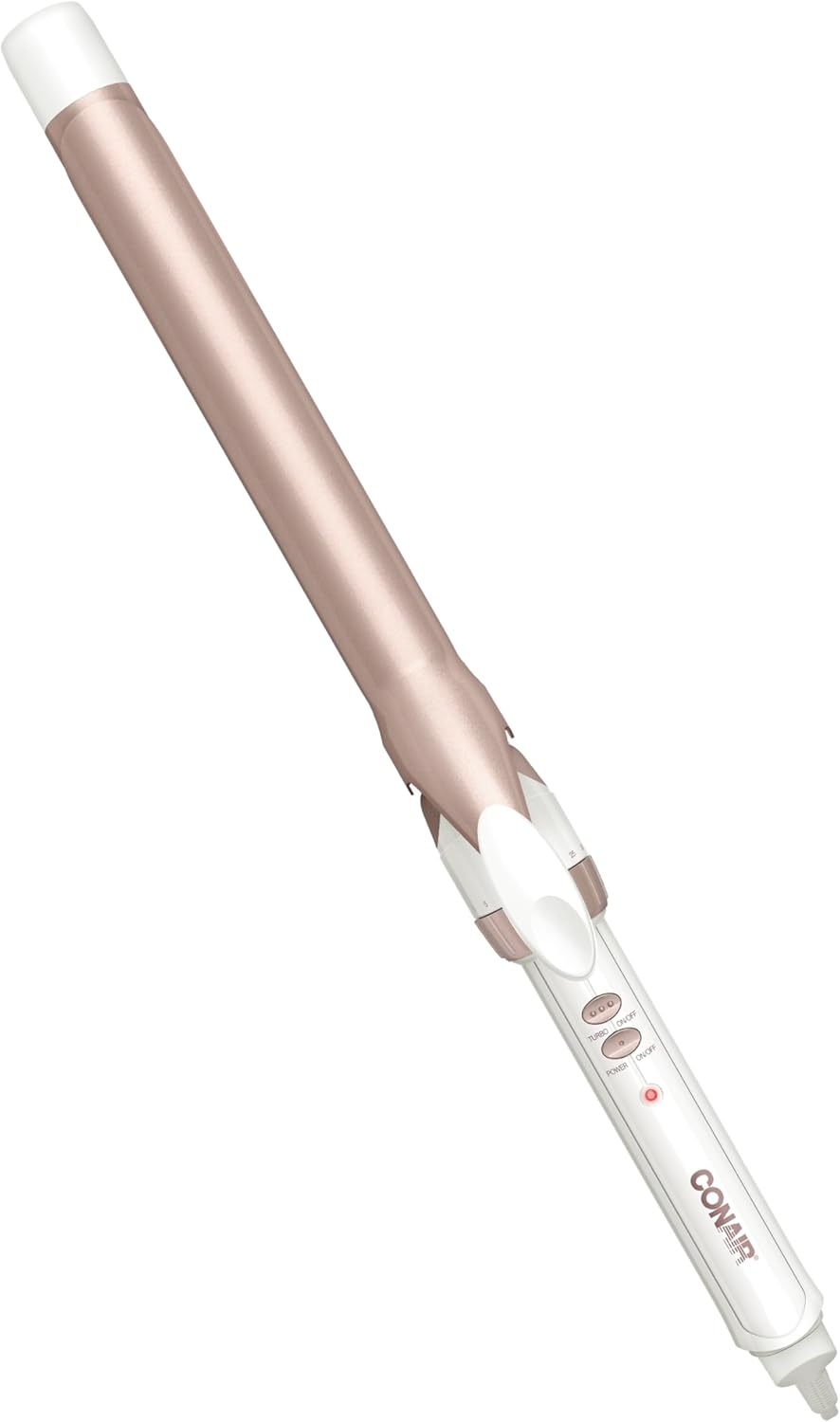Conair Double Ceramic 1-Inch Long Barrel Curling Iron, 1-Inch Barrel Creates Classic Curls to Loose Waves, Hair Curler for Use on Short, Medium, &amp; Long Hair, White\/Rose Gold