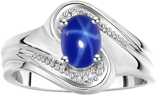 Rylos Designer Swirl Style Ring Sterling Silver 925 : 7X5MM Oval Gemstone &amp; Diamond Accent - Birthstone Jewelry for Women - Available in Sizes 5-10.