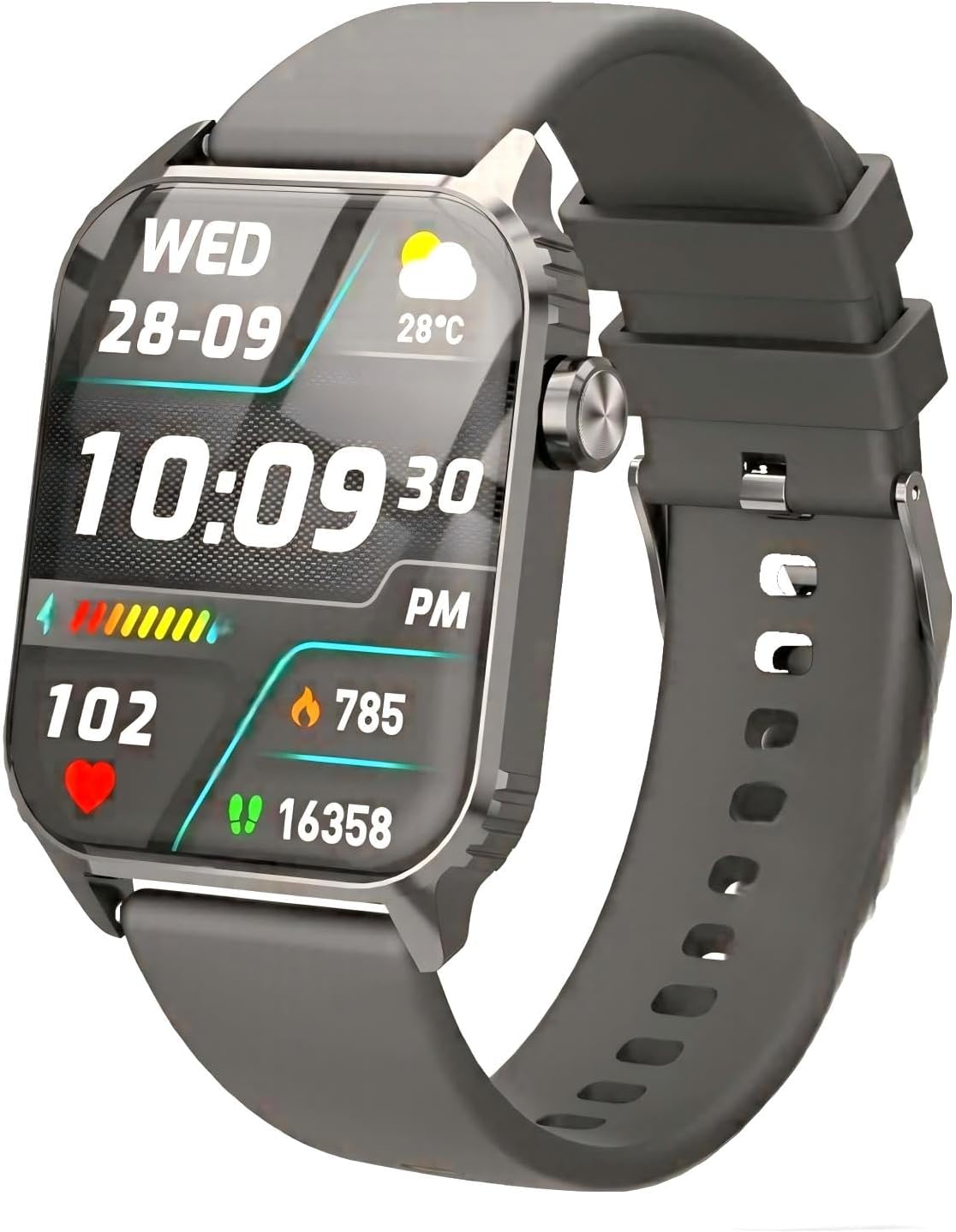 TRAUSI Smartwatch with 1.83 inch HD Large Screen, Adjustable Call and Message Notifications, Weather Forecast, IP67 Waterproof Watch for Gift