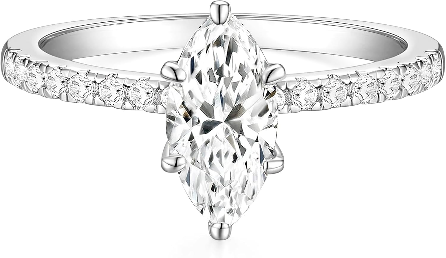 TIGRADE 2CT Engagement Ring for Women Marquise Cut Cubic Zirconia Wedding Band CZ Promise Anniversary Ring Size 3-12