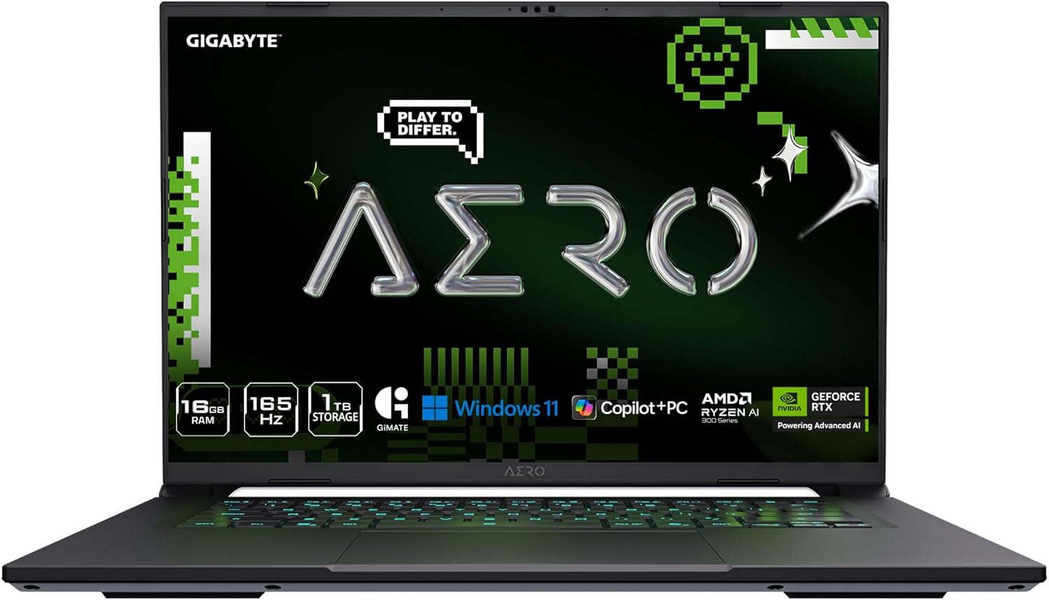 GIGABYTE AERO X16; Copilot+ PC - 165Hz 2560x1600 WQXGA - NVIDIA GeForce RTX 5050 - AMD Ryzen AI 7 350-1TB SSD with 16GB DDR5 RAM - Windows 11 Home - Space Gray AERO X16 1TH93USC94AH