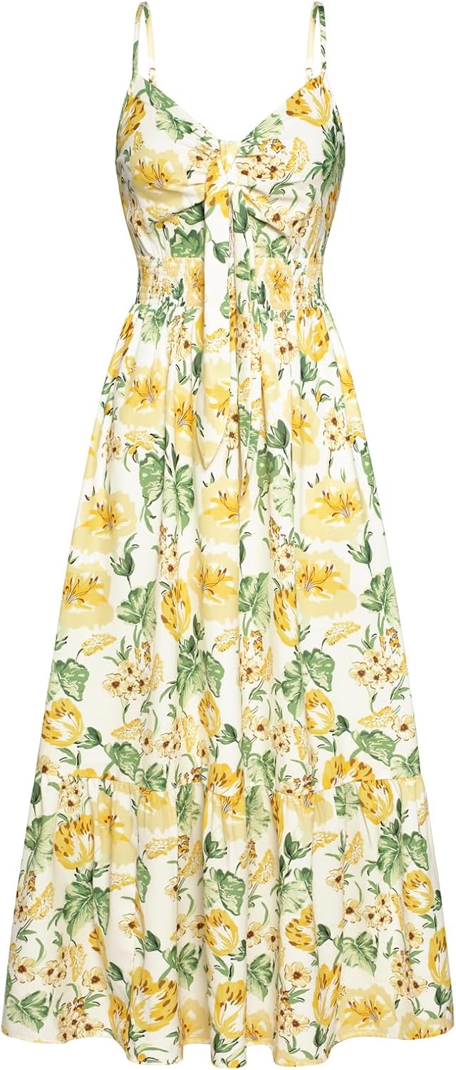 GRACE KARIN Womens Summer Floral Maxi Dresses 2026 Long Flowy Boho Dress Beach Vacation Sundresses Casual Clothes with Pocket