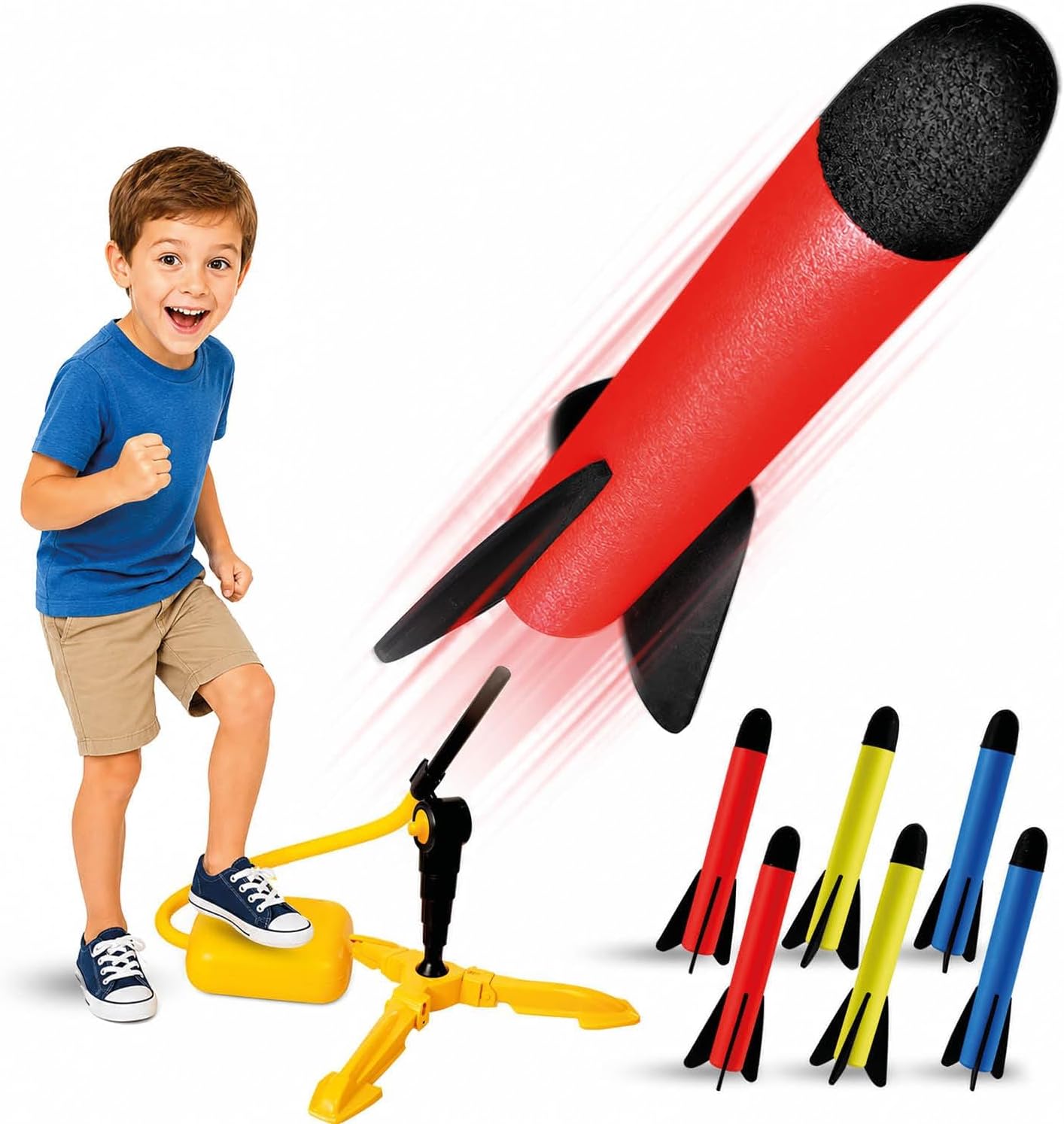 Rocket Launcher for Kids - Outdoor Toys for Kids Ages 4-8 Years - 3 4 5 6 7 Year Old Boy Birthday Gift - Rockets Kids Toys for Boys &amp; Girls - 3 Year Old Gifts - Outside Fun Toddler Toys 3-5