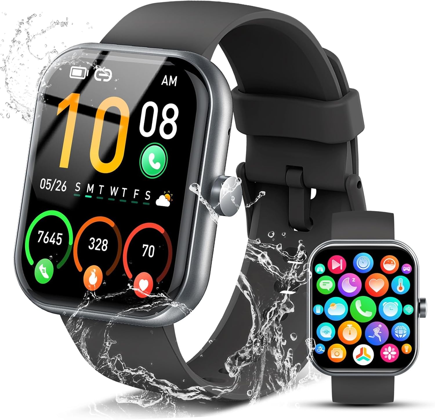 Smart Watch for Men Women (Answer\/Make Call), 1.96" HD Fitness Tracker Running Watch, IP68 Waterproof,Pedometer, Sleep\/Step\/Activity\/Heart Rate Monitor,110+ Sport Mode Smartwatch for iOS Andro