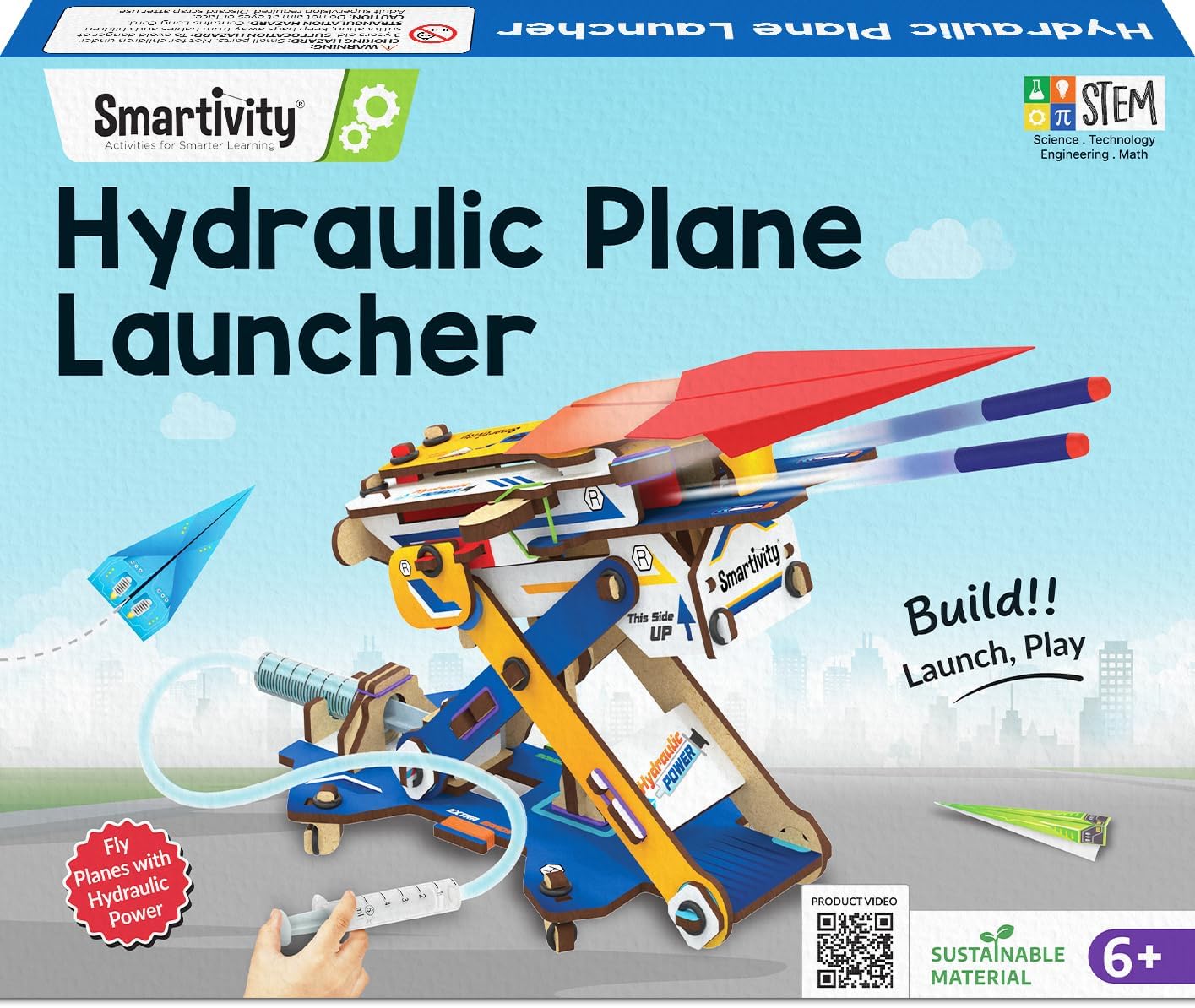 Smartivity DIY 2in1 Hydraulic Paper Airplanes &amp; Darts Launcher STEM Toy for Kids Ages 6-14 Years I Birthday Gifts for Smart Kids | Science Kit for Boys &amp; Girls 6, 8,10,12,14 Years Old