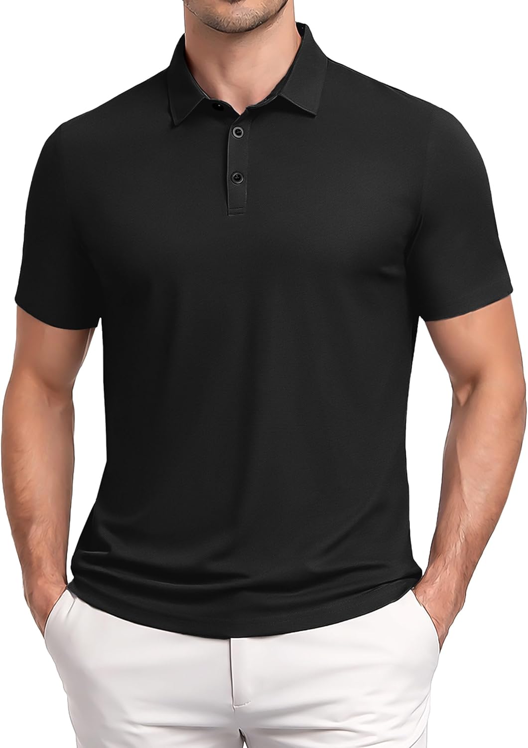 PEGENO Mens Polo Shirts Short Sleeve Golf Shirts Moisture Wicking Athletic Casual Polo Shirts
