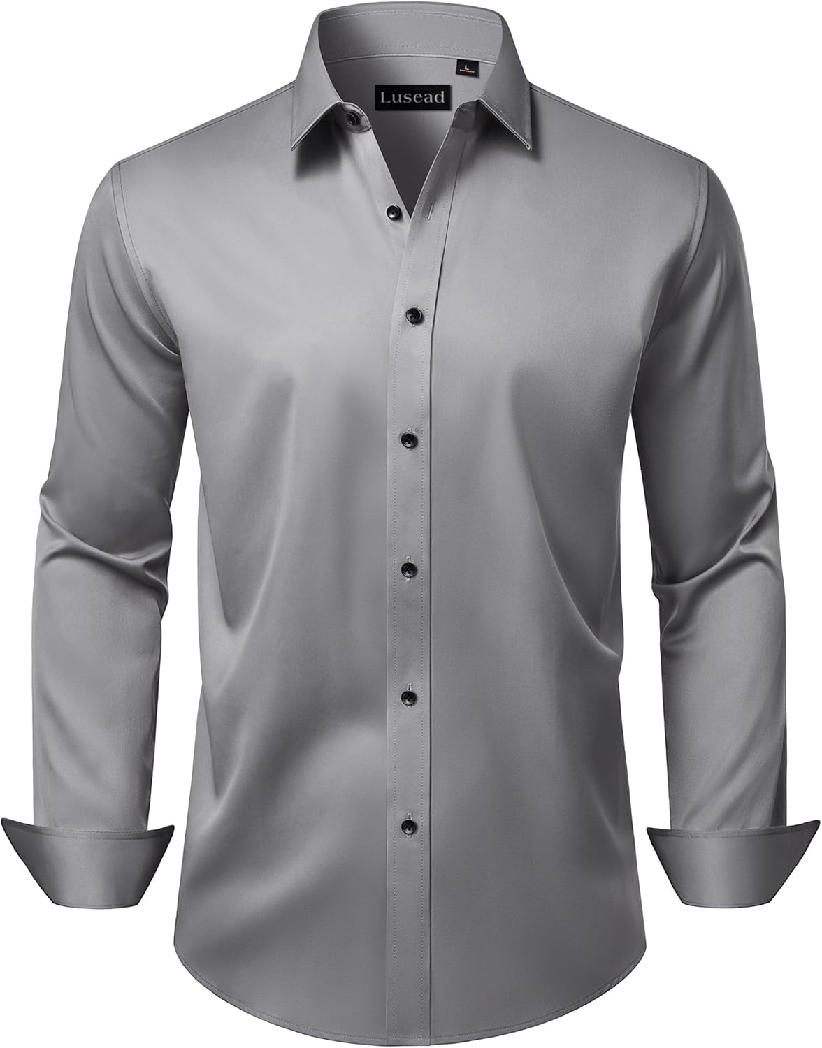 Lusead Men's Dress Shirts Long Sleeve Stretch Wrinkle Free Wedding Formal Business Button Down Shirt