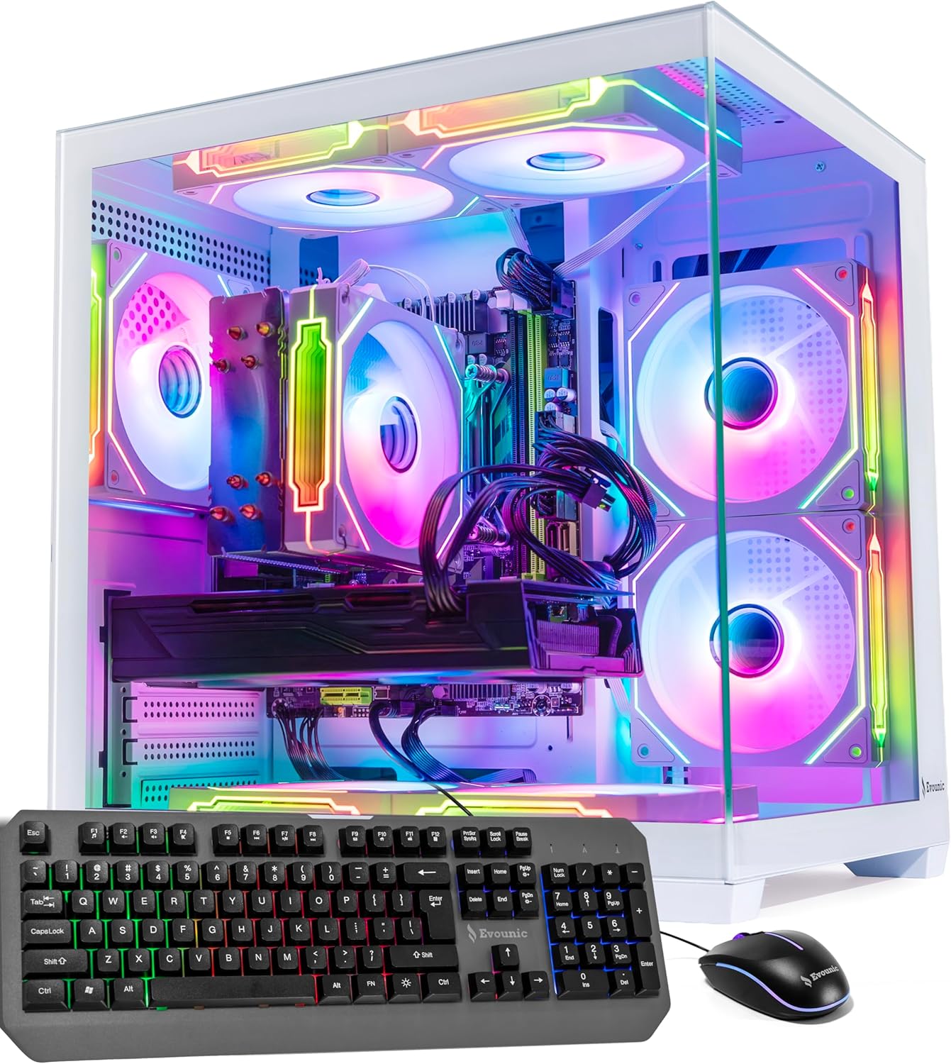 Evounic Gaming PC Computer Desktop \u2013 Ryzen 5 5500 up to 4.2GHz, GeForce GTX 1080 Ti 11GB GDDR5X, 16GB RAM, 1TB NVMe SSD, WiFi 6 &amp; BT 5.4, Windows 11, 8× ARGB Fans, 650W PSU
