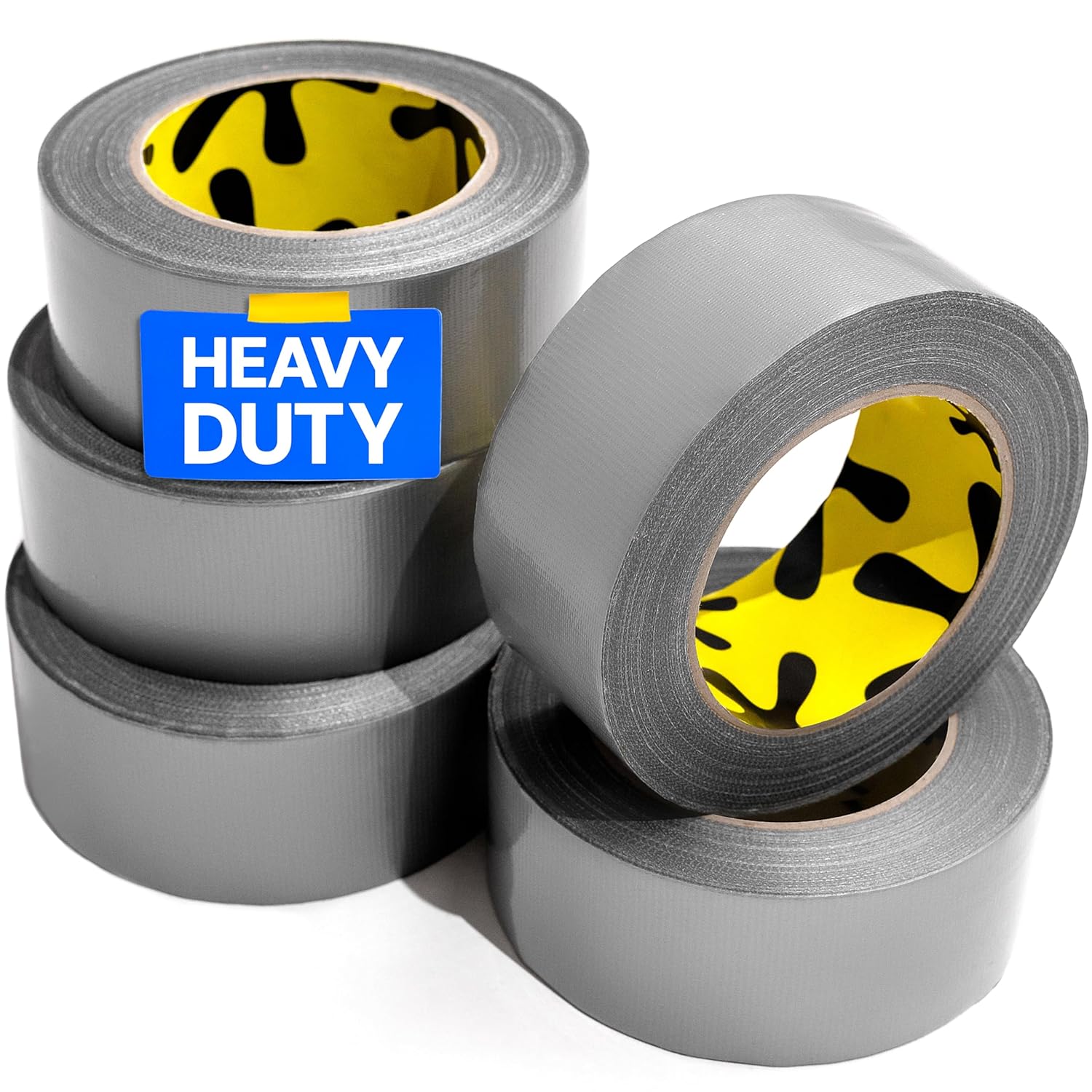 5-Pack Duct Tape - Heavy Duty, Waterproof - 90 Ft x 2 In - Silver, Flexible, No Residue, Easy Tear, All-Weather, Duct Tape Bulk for Outdoor Use, DIY, School, Office, B2B, Repairs, Supplies, Crafts