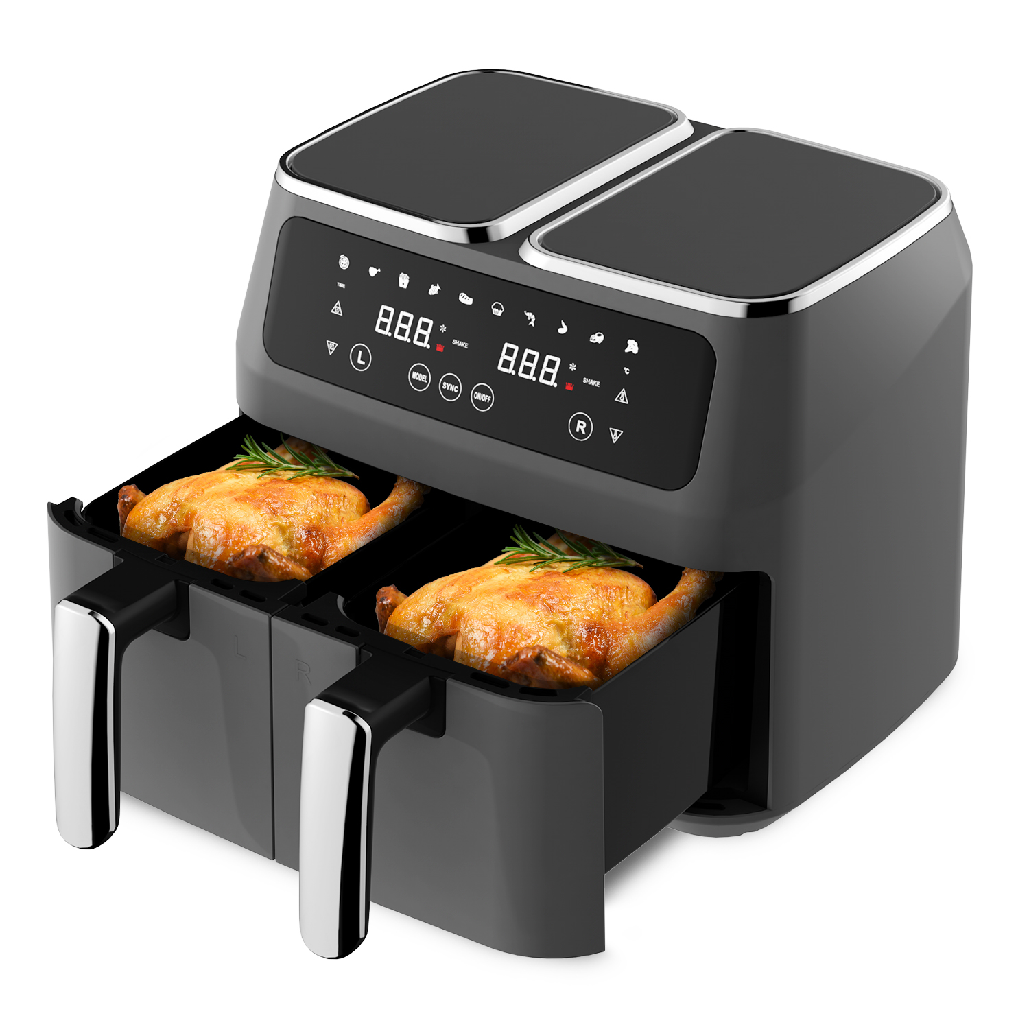 Dual Air Fryer With Two Cooking Zones Oil Free Led Display Digital Large Capacity Freidora De Aire 2022 New Smart Air Fryers 