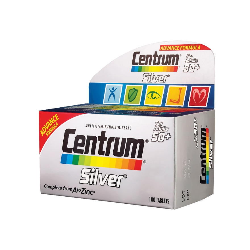 CENTRUM Advanced Formula Silver Multivitamin & Multineral Tablets For Adults 50+ (Complete From A To Zinc) 100S
