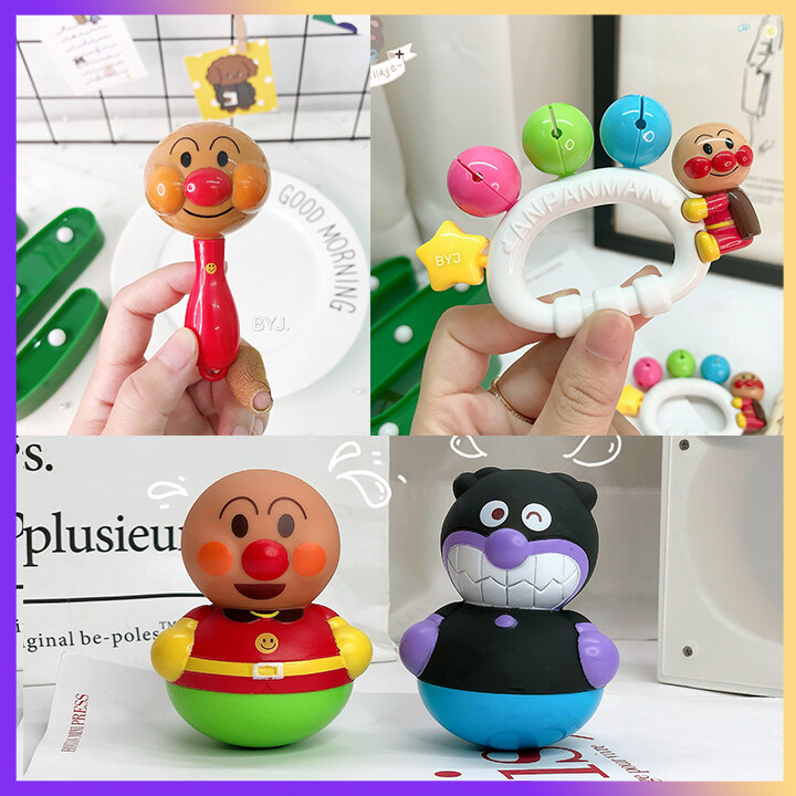 Cute Hand Rattle Bell | Plush Ball | Grasp Toy | Baby Bath Toys | Anpanman Cartoon Play Toys | Soft Ball | Tumbler | Newborn Infant Toddler Early Learning | 3-6-12 Month, 1 2 3 Year Old