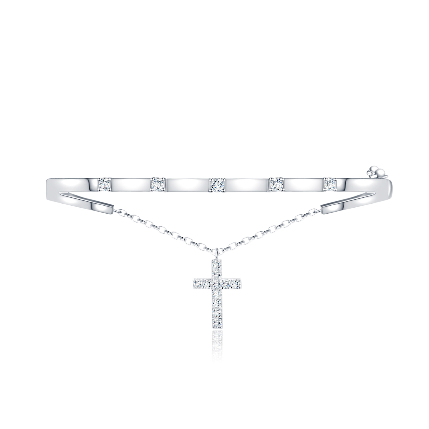 Lee Hwa Jewellery Faith 18K White Gold Bangle with Destinée Diamond