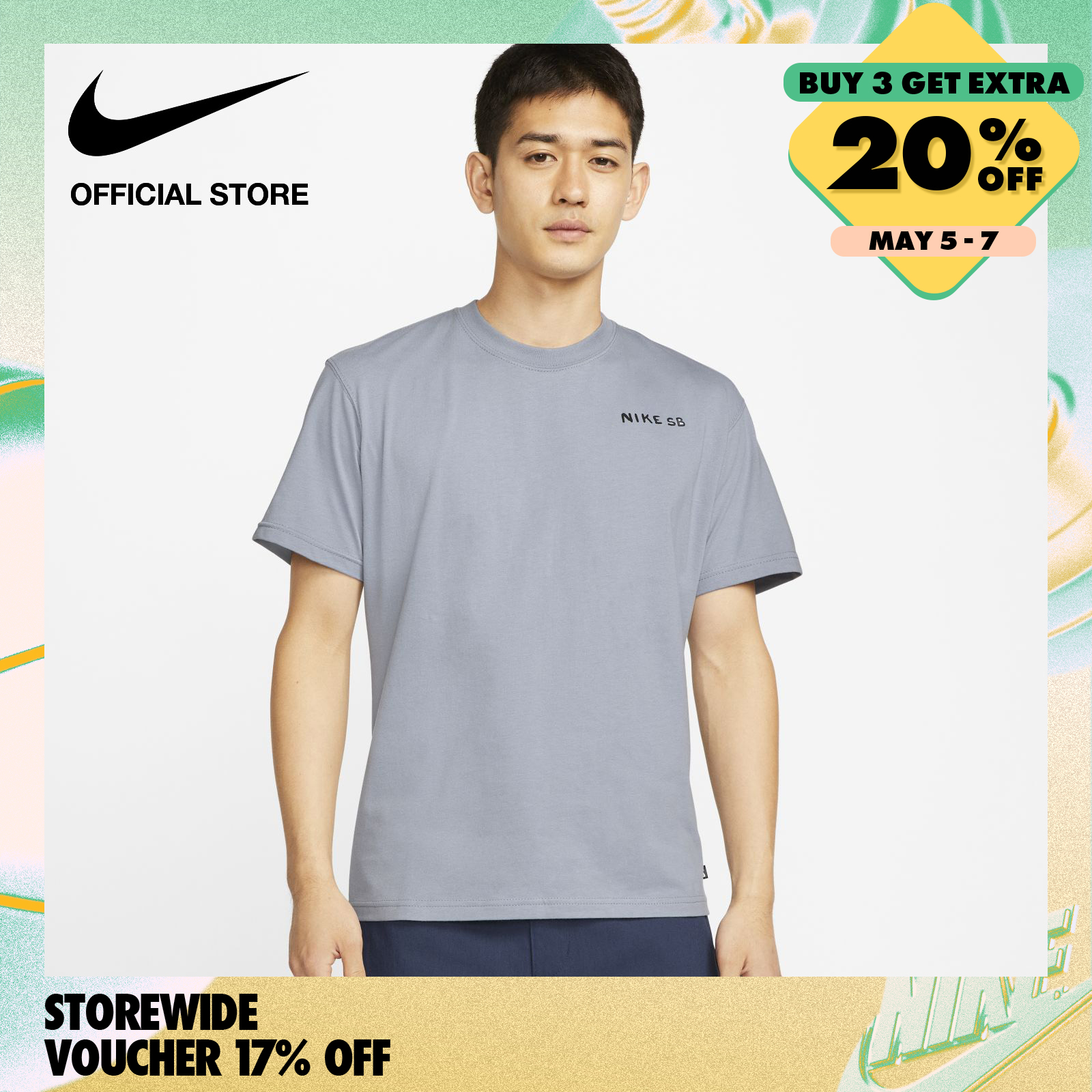 Nike Men's SB Skate T-Shirt - Ashen Slate