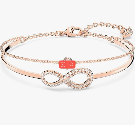 SWAROVSKI Infinity Twist Jewelry Collection, Bracelets & Necklaces, Rhodium & Rose Gold Tone Finish, Clear Crystals