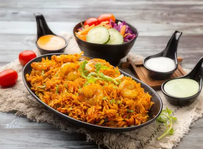 Prawn Biryani with Salad