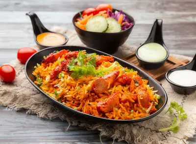 Chicken Tikka Biryani with Salad