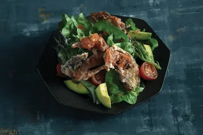 Soft Shell Crab Salad with Hyuganatsu Salad Sauce