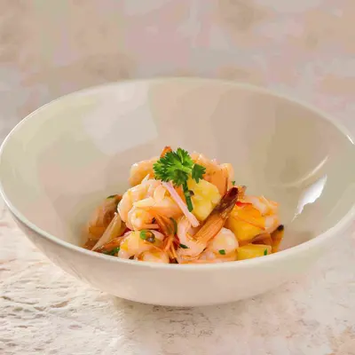 Pineapple Shrimp With Passion Fruit Vinaigrette