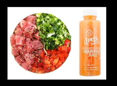 Ahi Tuna with Fresh Made Grape Fruit Juice