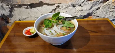 Lemograss Pork Chop with Pho Noodle Soup