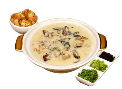 Dried Vegetable and Oyster Sauce Roasted Pork Bone Congee