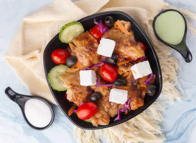Greek Salad with Roast Chicken