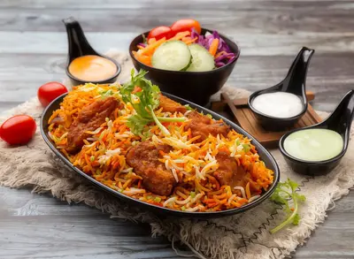 Fish Biryani with Salad